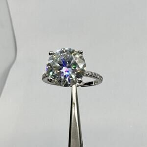 Moissanite Diamond Ring 3 Ct Engagement Wedding Round Cut Solitaire GRA Size 6